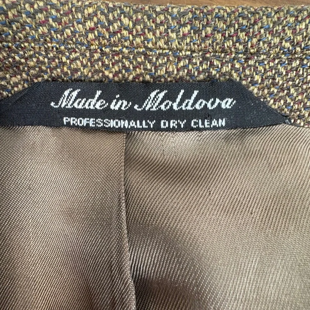 Mens Tailors Row by Deansgate 42L‎ Brown Silk Wool Blend Textured Blazer Jacket